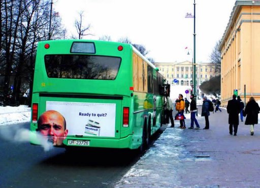 German quit smoking advertisement on bus